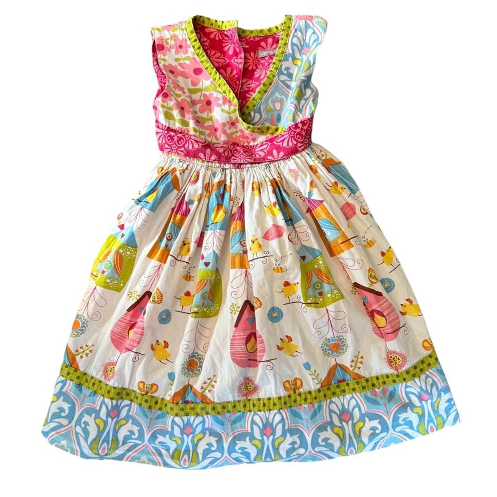 Jelly The Pug Iris Collection Abbey Birdhouse, Bird & Butterfly Print Dress 7